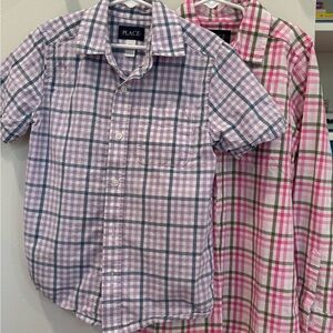 2 pieces sold together: Place Casual Button Down Shirts in Purple and in Pink